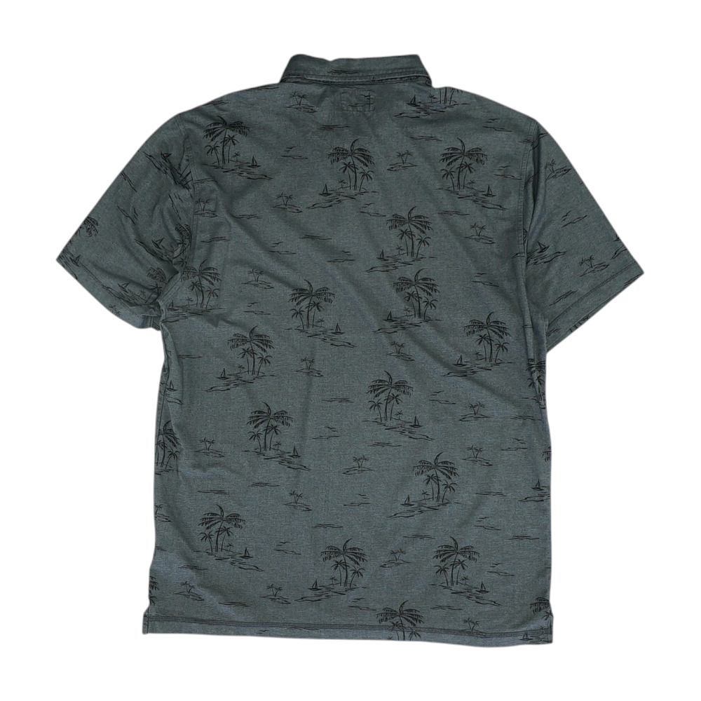 Gray Print Short Sleeve Polo