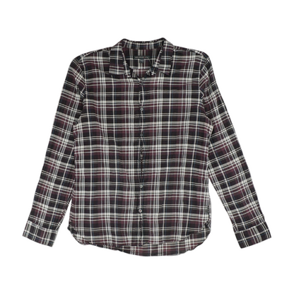 Maroon Plaid Long Sleeve Button Down