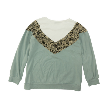 Green Color Block Sweatshirt Pullover