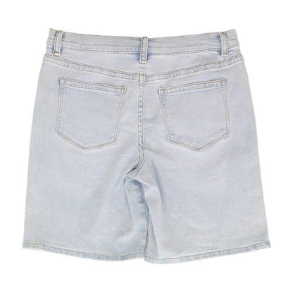 Blue Solid Denim Shorts