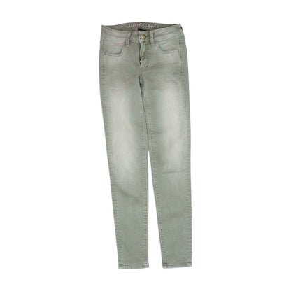 Green Solid Low Rise Skinny Leg Jeans