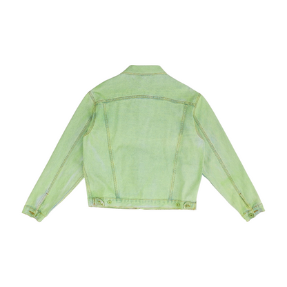 Green Solid Denim Jacket