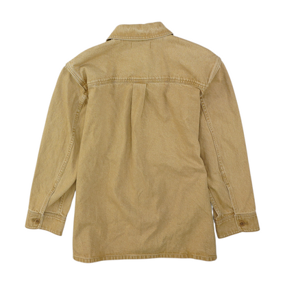 Beige Solid Denim Jacket