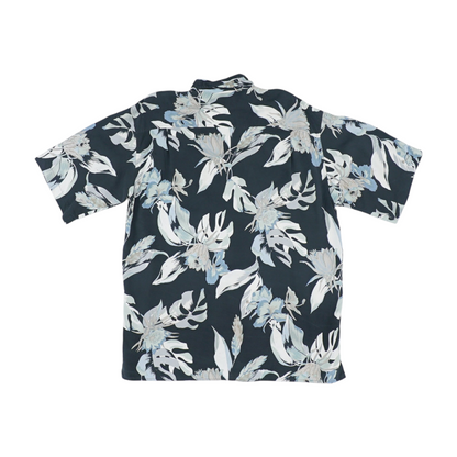 Navy Tropical Short Sleeve Button Down