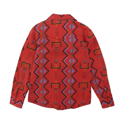 Vintage Red Geometric Long Sleeve Button Down