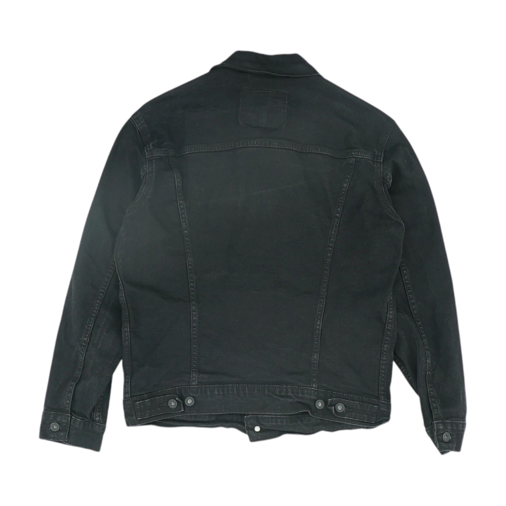 Black Solid Denim Jacket