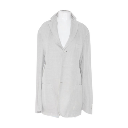 Gray Solid Cotton-Linen Blend Sport Coat