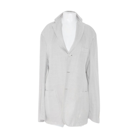 Gray Solid Cotton-Linen Blend Sport Coat