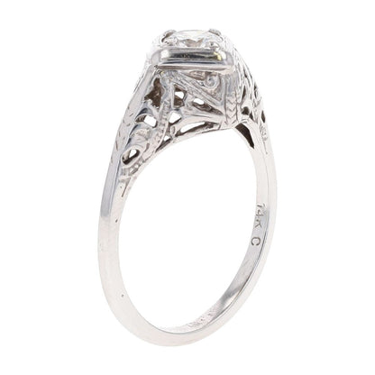 1/3 Ct 14K White Gold Round Diamond In Filigree Mounting Cocktail Ring