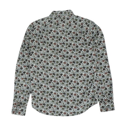 Gray Floral Flannel Button Down