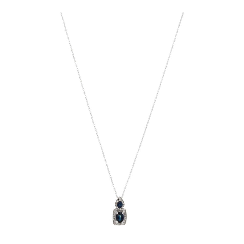 1/2 ctw 10K White Gold Sapphire Pendant Necklace – Image 1