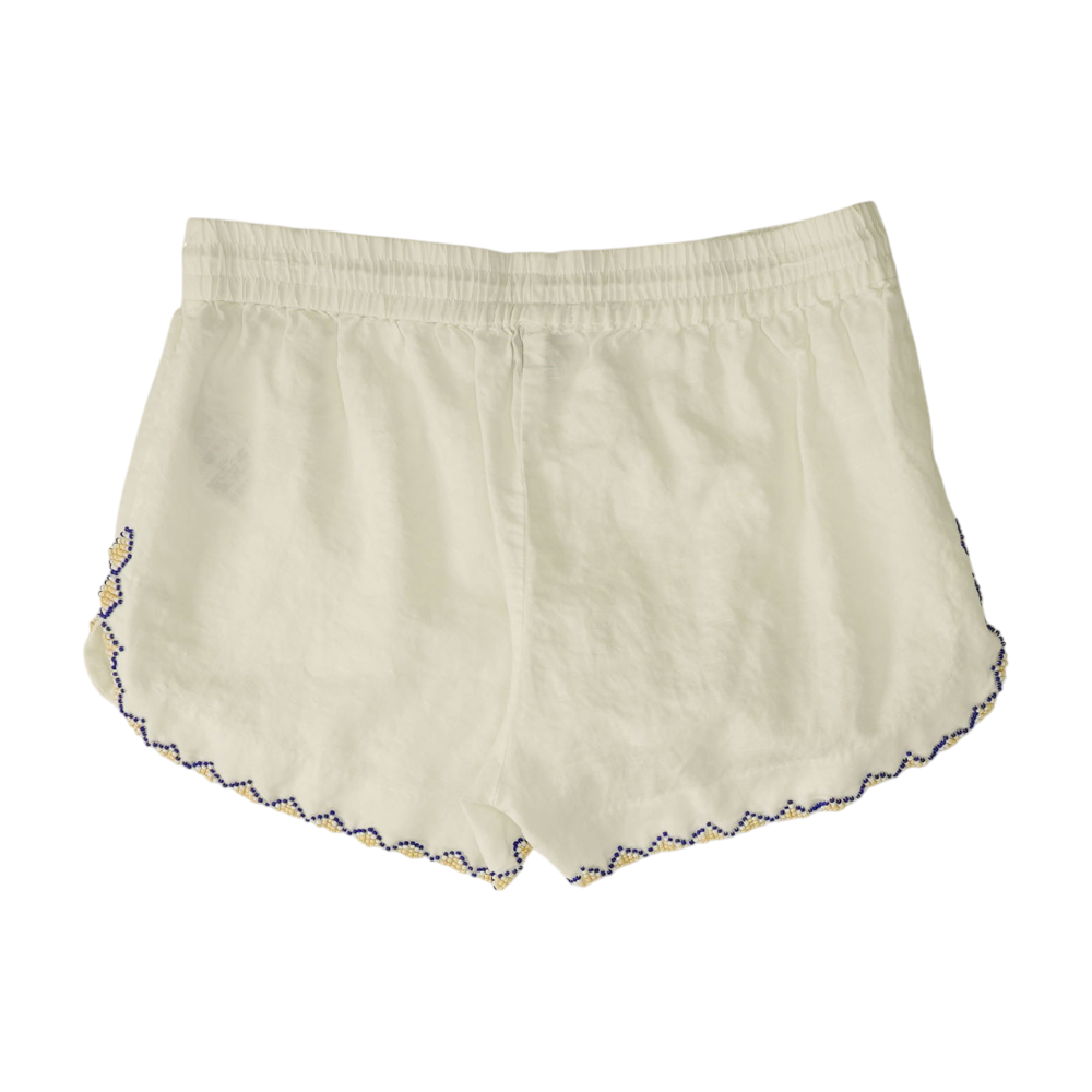 White Solid Knit Shorts