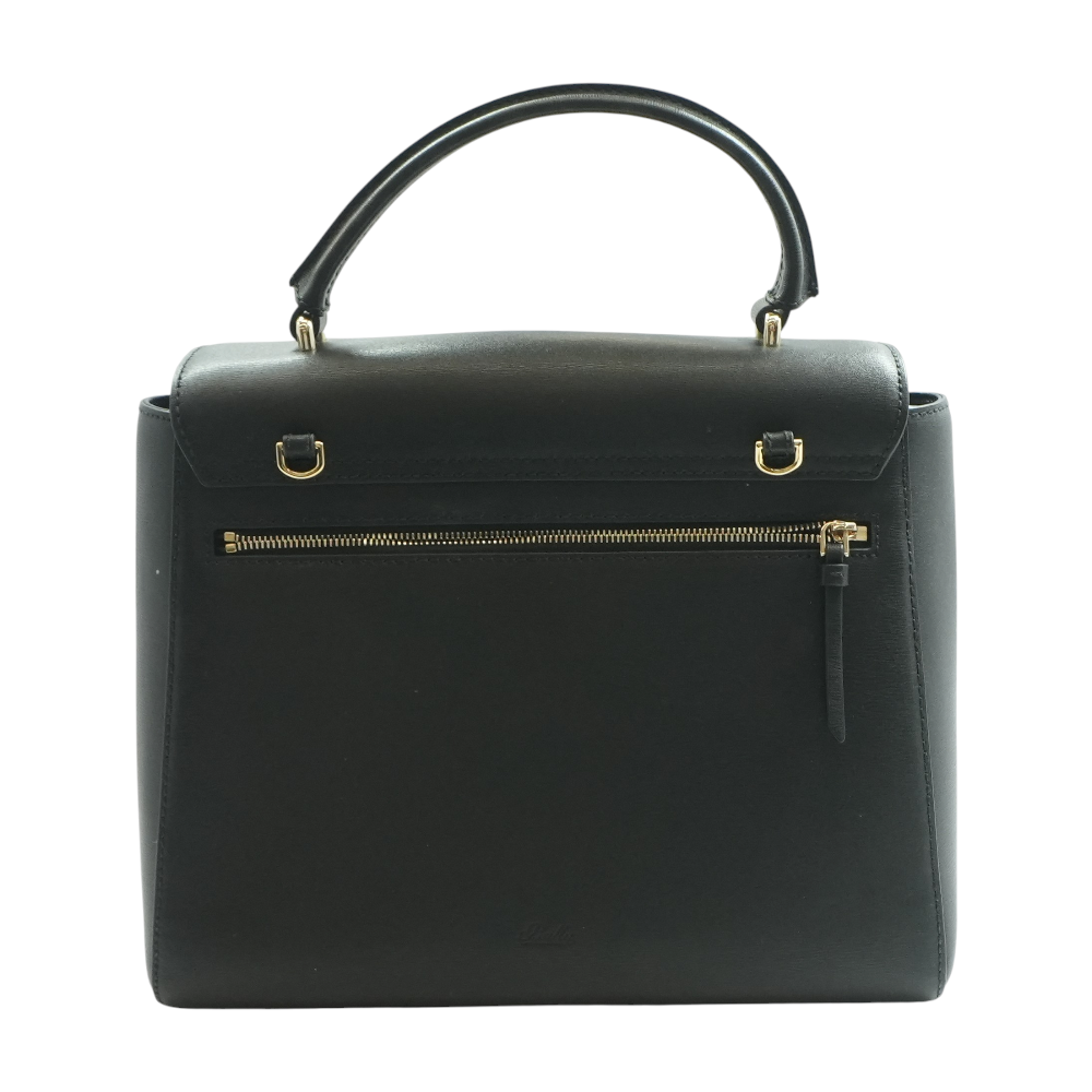 Black Emery Leather Twist-Lock Bag