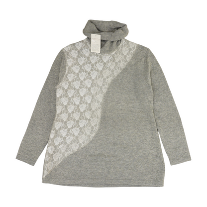 Gray Floral Pullover Sweater