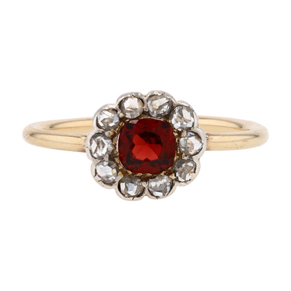 10K Two-Tone Gold Red Stone Fashion Ring