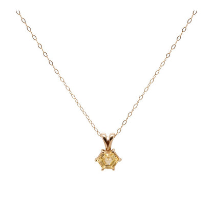 Platinum Hexagon Cut Diamond Solitaire Pendant Necklace