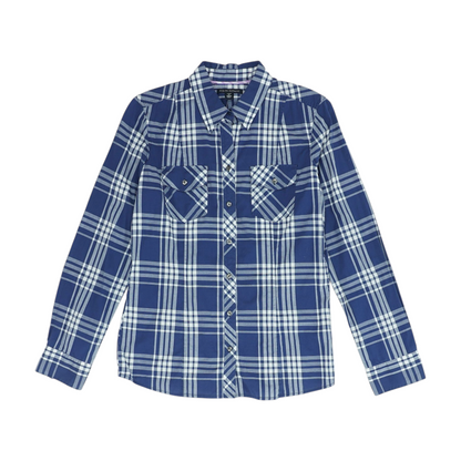 Navy Plaid Long Sleeve Button Down