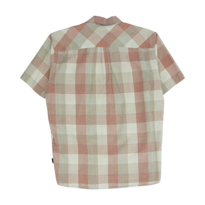 Beige Check Short Sleeve Button Down