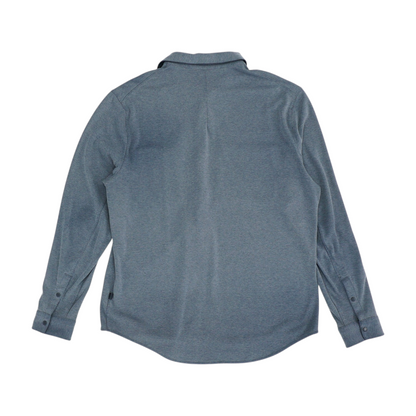 Blue Solid Long Sleeve Button Down
