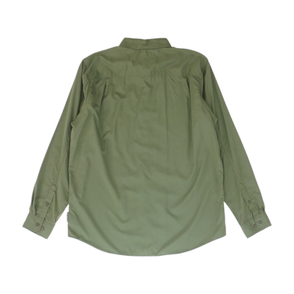 Green Solid Long Sleeve Button Down
