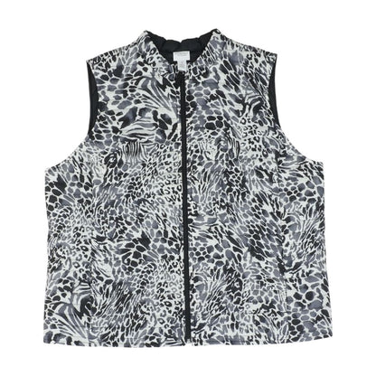 Black Animal Print Puffer Vest