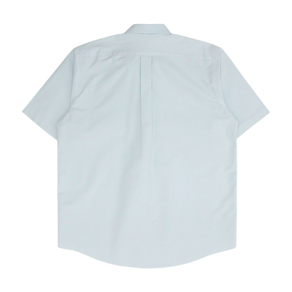 Blue Solid Short Sleeve Button Down