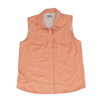 Peach Petite Check Button Down