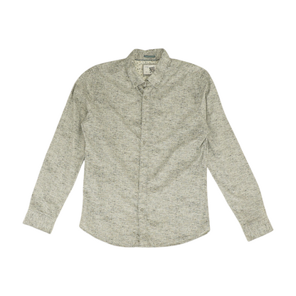 Gray Print Long Sleeve Button Down