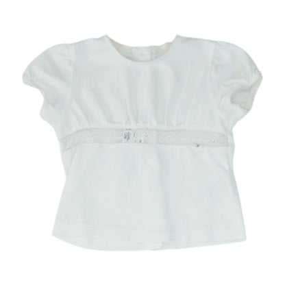 White Solid Short Sleeve Blouse