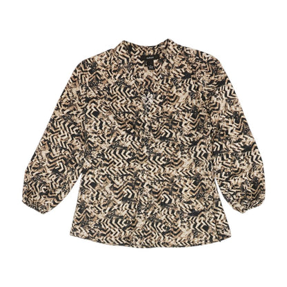 Brown Graphic Long Sleeve Blouse
