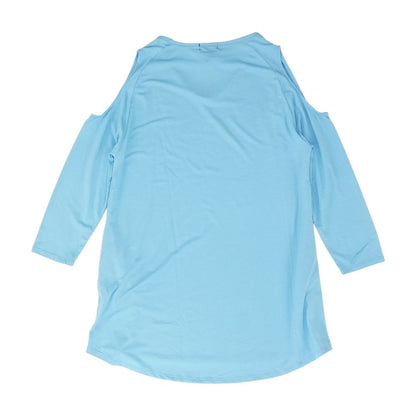 Blue Solid 3/4 Sleeve Blouse