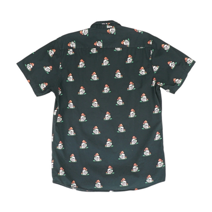 Black Graphic Short Sleeve Button Down