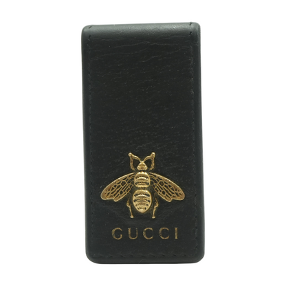 Black Animalier Leather Bee Money Clip