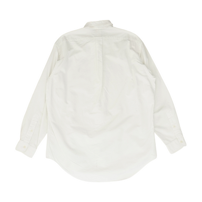 White Solid Long Sleeve Button Down