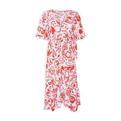 White Paisley Midi Dress