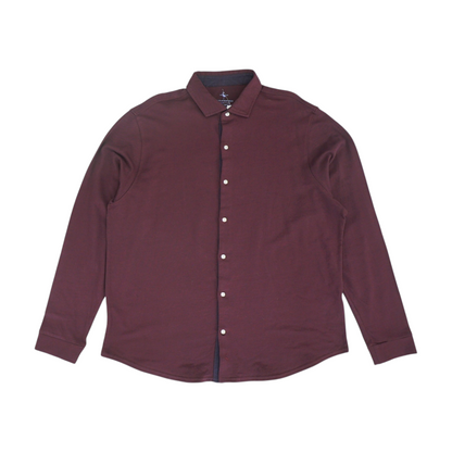 Burgundy Striped Long Sleeve Button Down