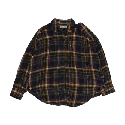 Navy Plaid Flannel Button Down