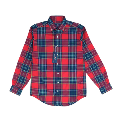 Red Plaid Long Sleeve Button Down