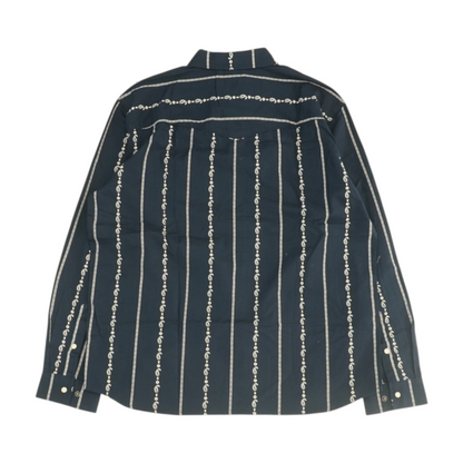 Navy Print Long Sleeve Button Down