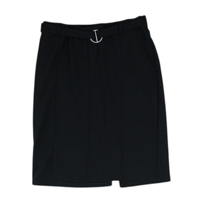 Black Solid Midi Skirt