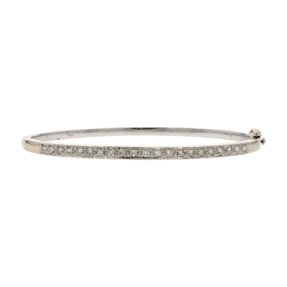 1/4 Ct 14K White Gold Round Diamond Bangle Bracelet