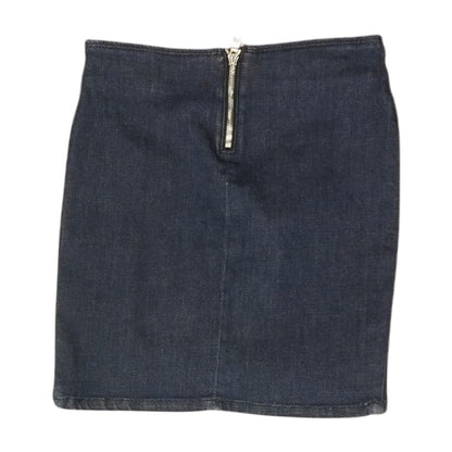Blue Solid Mini Skirt