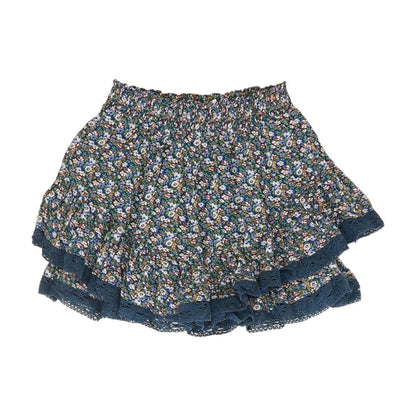 Blue Floral Mini Skirt