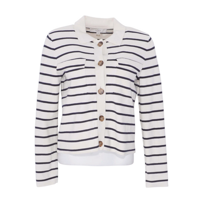 Ivory Striped Cardigan Sweater