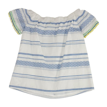 White Striped Short Sleeve Blouse