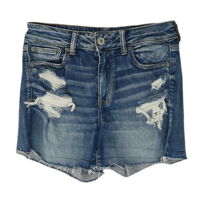 Blue Solid Denim Shorts