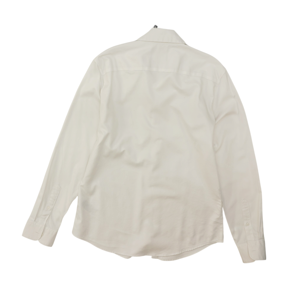 White Solid Long Sleeve Button Down