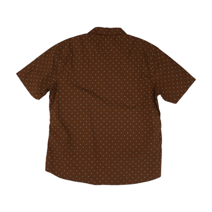 Brown Print Short Sleeve Button Down