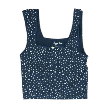 Blue Floral Cropped Blouse