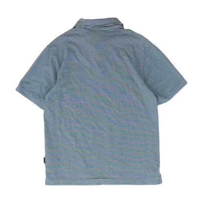 Navy Striped Short Sleeve Polo
